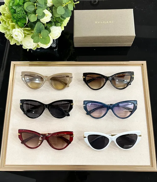Bvlgari Branco e Dourado Montura de Acetato Silhueta Ocular Óculos de Sol 3