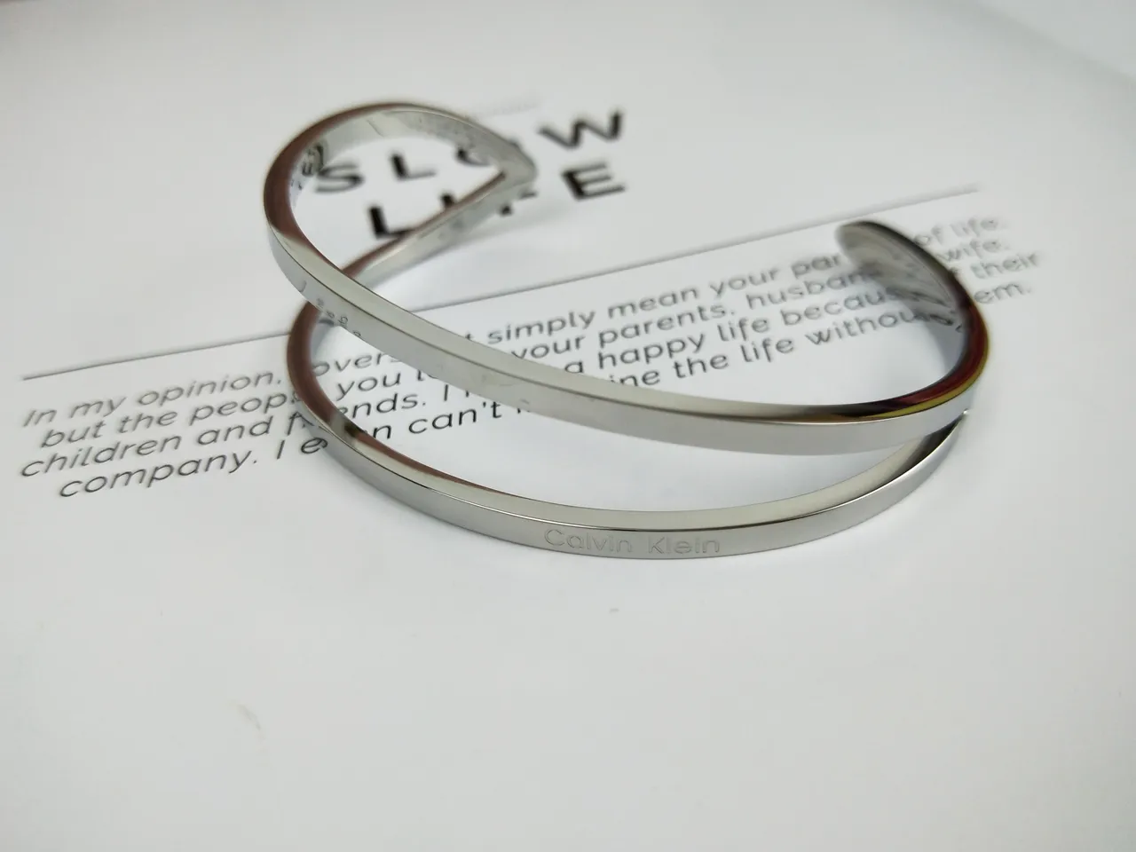 Calvin Klein Double-Layer Open Cuff Silver Bracelet 3