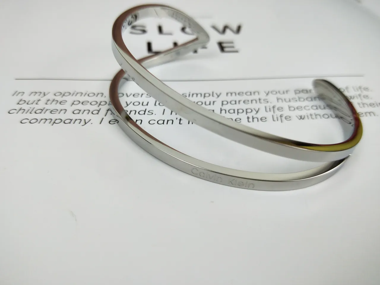 Calvin Klein Double-Layer Open Cuff Silver Bracelet 4