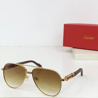 Cartier Aviator-Style Gold-Tone Gradient Brown Sunglasses