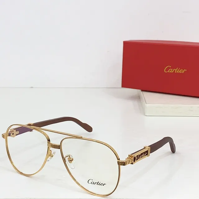 Cartier Óculos de Sol Estilo Aviador Dourado Gradiente Marrom 3