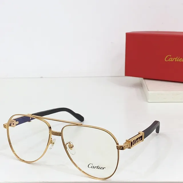 Cartier Óculos de Sol Estilo Aviador Dourado Gradiente Marrom 5