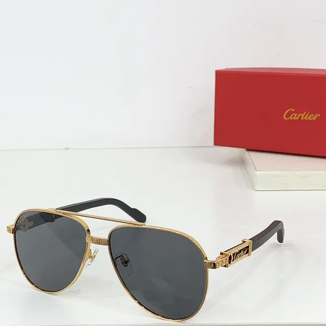 Cartier Óculos de Sol Estilo Aviador Dourado Gradiente Marrom 6