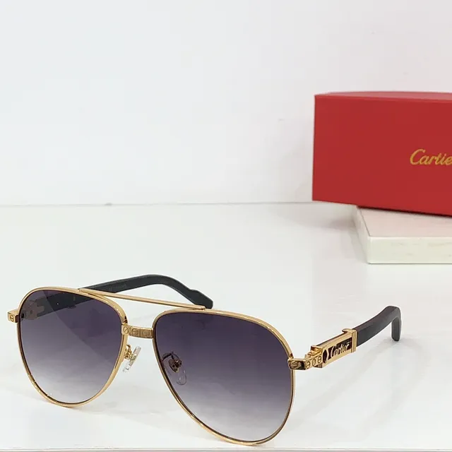 Cartier Óculos de Sol Estilo Aviador Dourado Gradiente Marrom 7