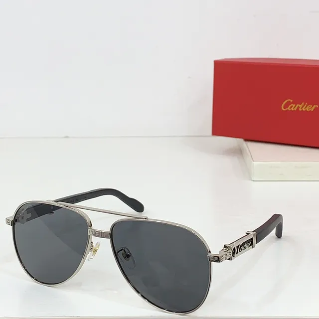 Cartier Óculos de Sol Estilo Aviador Dourado Gradiente Marrom 8