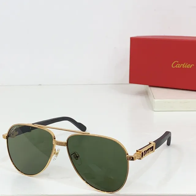 Cartier Óculos de Sol Estilo Aviador Dourado Gradiente Marrom 9