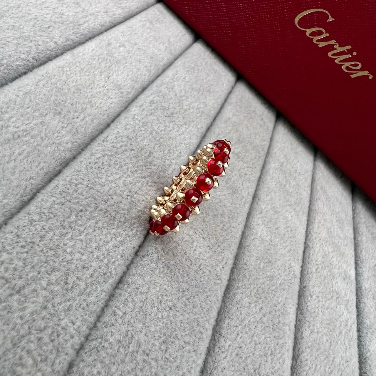 Cartier Gold Multicolor Open-Circle Beaded Bezel Ring 3