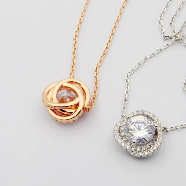Cartier Gold Silver Halo Pendant Pavé-Set Stones Necklace 2