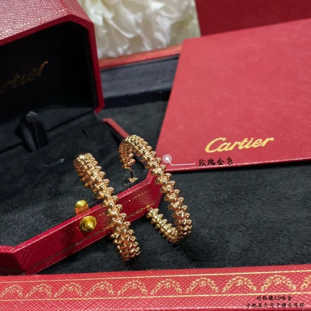 Cartier ذهبي فضي نسيج حبل ملتوي أقراط دائرية مع مفصل 6