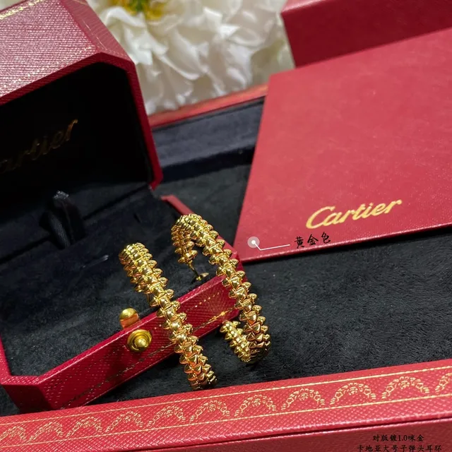 Cartier ذهبي فضي نسيج حبل ملتوي أقراط دائرية مع مفصل 7