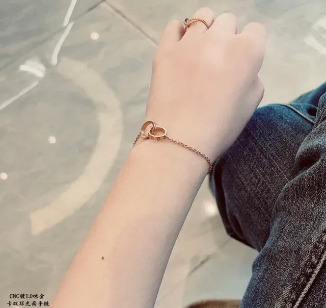 Bracelete Cartier Love Duplo Anel Acabamento Polido 7