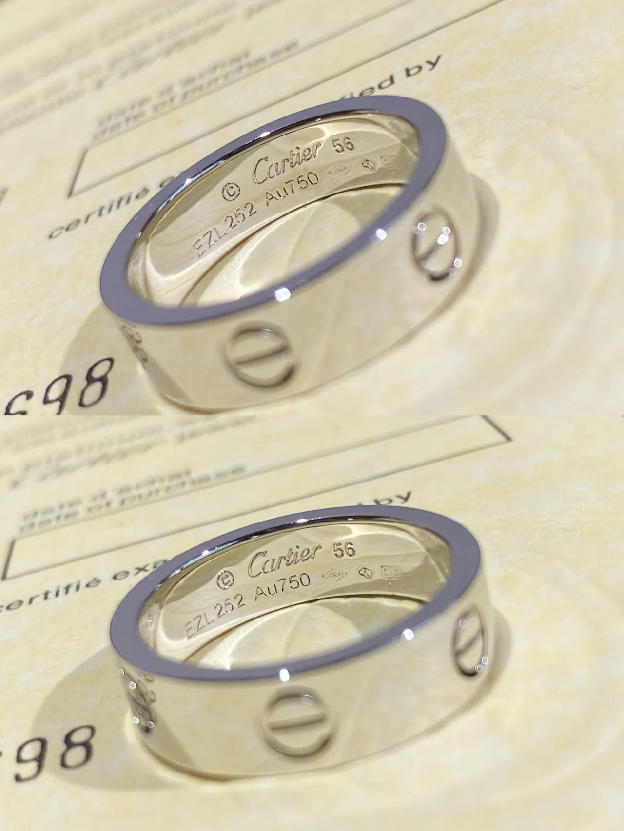 Bague Cartier Love Or Rouge Bande Plate Motif à Vis 5