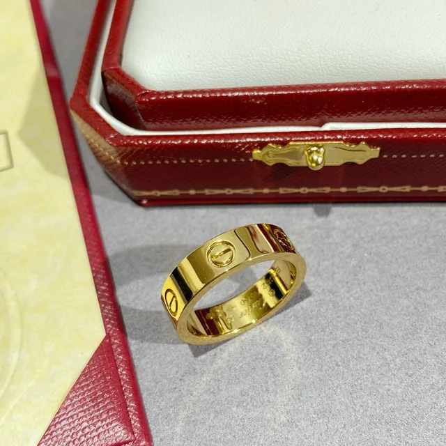 Bague Cartier Love Or Rouge Bande Plate Motif à Vis 6