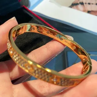Cartier Love ذهبي فضي سوار مفصل Pavé-Set حجارة