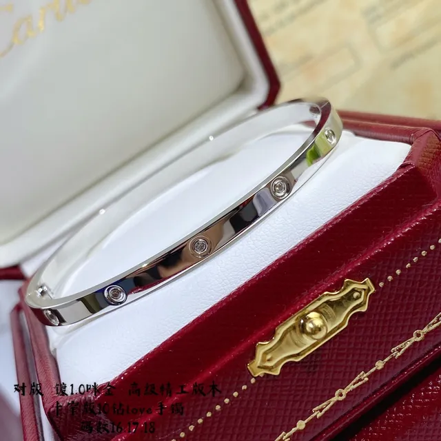 Pulsera Cartier Love de oro y plata banda triple con diamantes de tornillo 6