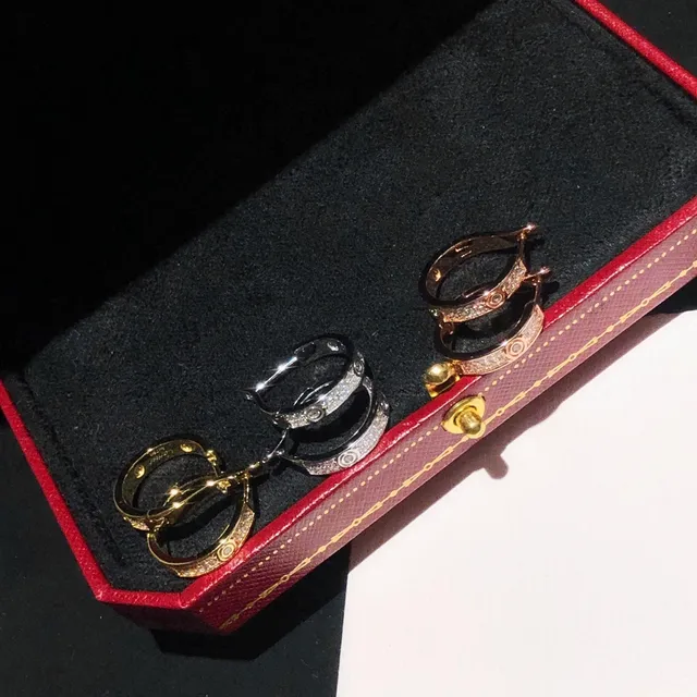 Cartier Love Hoop or argent silhouette Pavé-Set pierres boucles d'oreilles 9