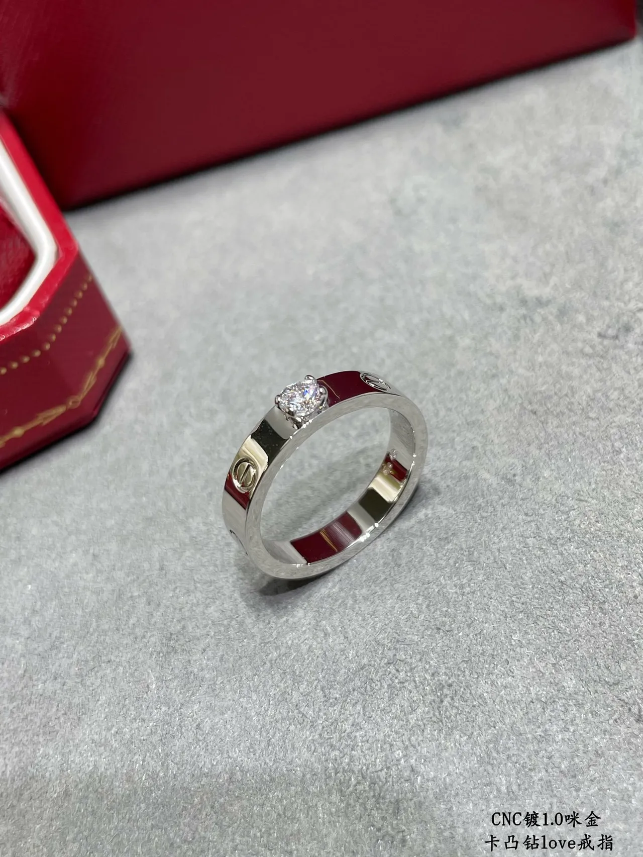 Cartier Love خاتم ذهب أصفر وذهب أبيض بحجر واحدة 6