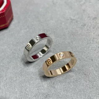Cartier Love فضي ذهبي Flat-Profile نطاق مسمار نمط تفاصيل خاتم