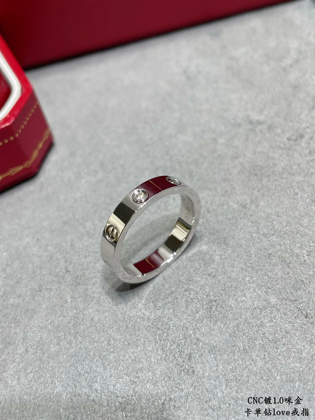 Cartier Love prata ouro Flat-Profile banda parafuso motivo detailing anel 6