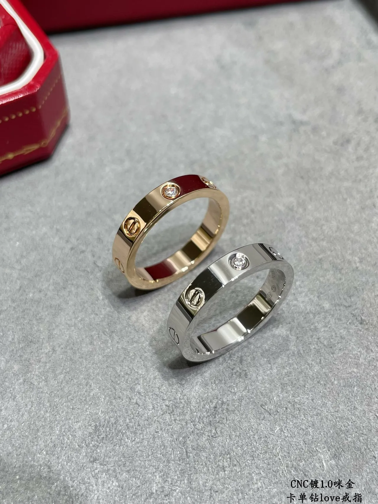 Cartier Love prata ouro Flat-Profile banda parafuso motivo detailing anel 8