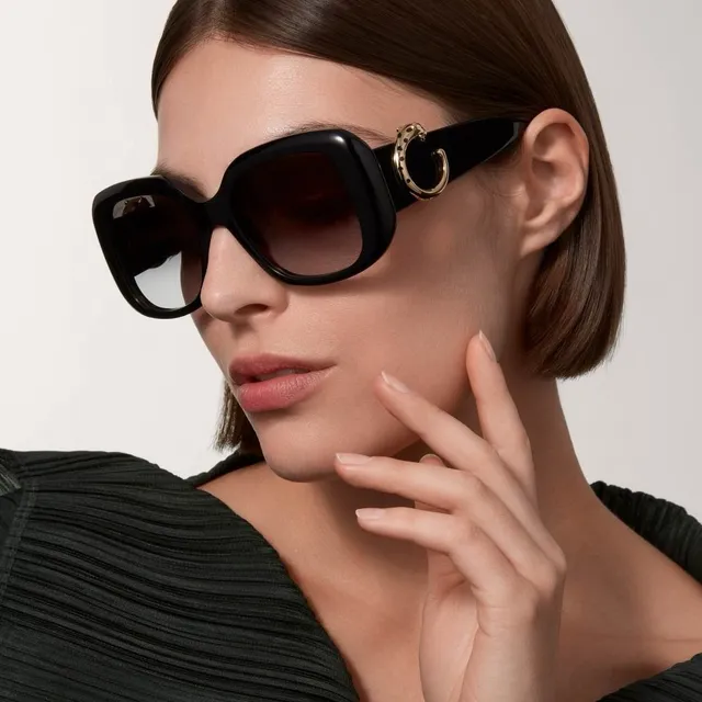 Cartier Panthère de Cartier Lunettes de soleil en acetate noir et doré 4
