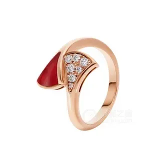 Cartier Red Gold Asymmetrical Open Band Pavé Diamond Triangle Ring