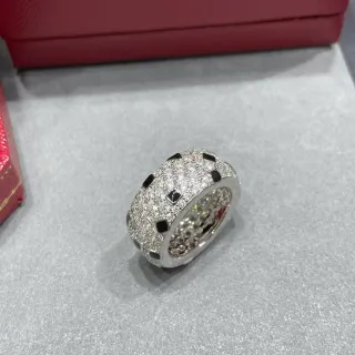 Cartier Silver Black Pavé-Set Enamel Squares Ring