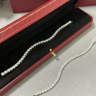 Cartier Silver Gold Channel-Set Single-Row Bracelet