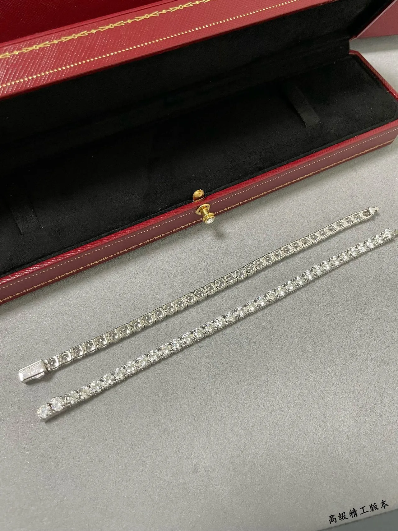 Cartier Silver Gold Channel-Set Single-Row Bracelet 5