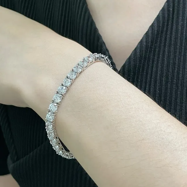 Cartier Silver Gold Channel-Set Single-Row Bracelet 9