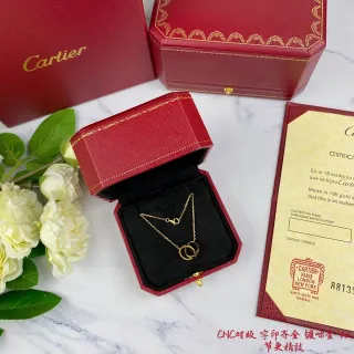 Cartier Trinity Interlocking Double Ring Gold Necklace