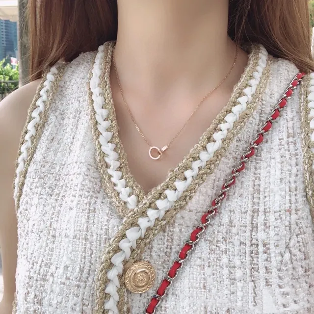 Cartier Trinity Interlocking Double Ring Gold Necklace 2