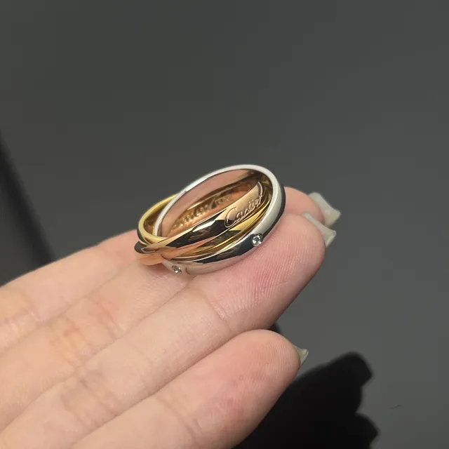 Anneau Cartier Trinity Triple Band Or et Noir Émaillé 3