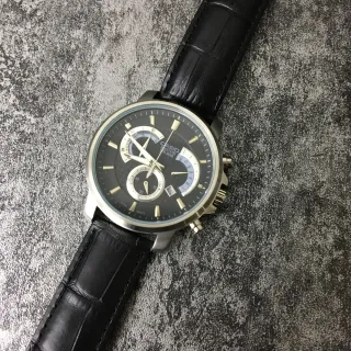Casio Beside Chronograph Black Dial Gold-Tone Accents Quartz Watch