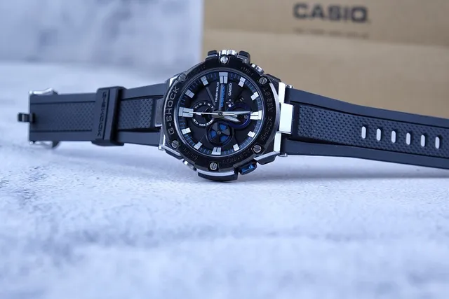Casio Black Blue Rugged Stainless Steel Case Resin Strap Watch 3