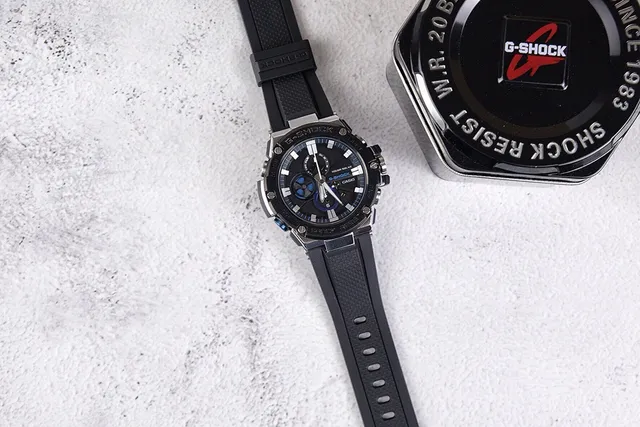 Casio Black Blue Rugged Stainless Steel Case Resin Strap Watch 4