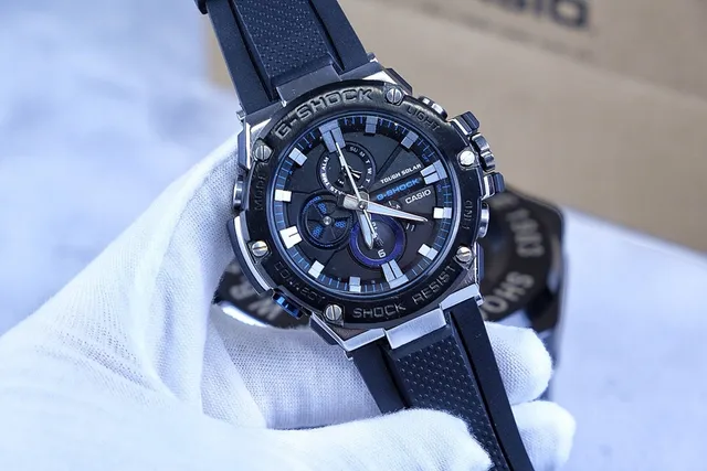 Casio Black Blue Rugged Stainless Steel Case Resin Strap Watch 7