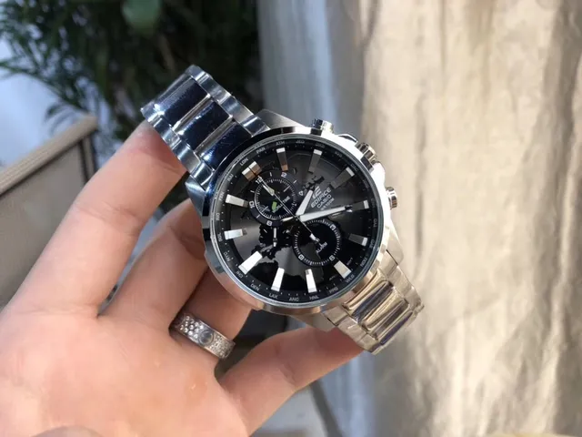 Casio Edifice Black Silver Multi-Functional Chronograph World Time Display Quartz Watch 2