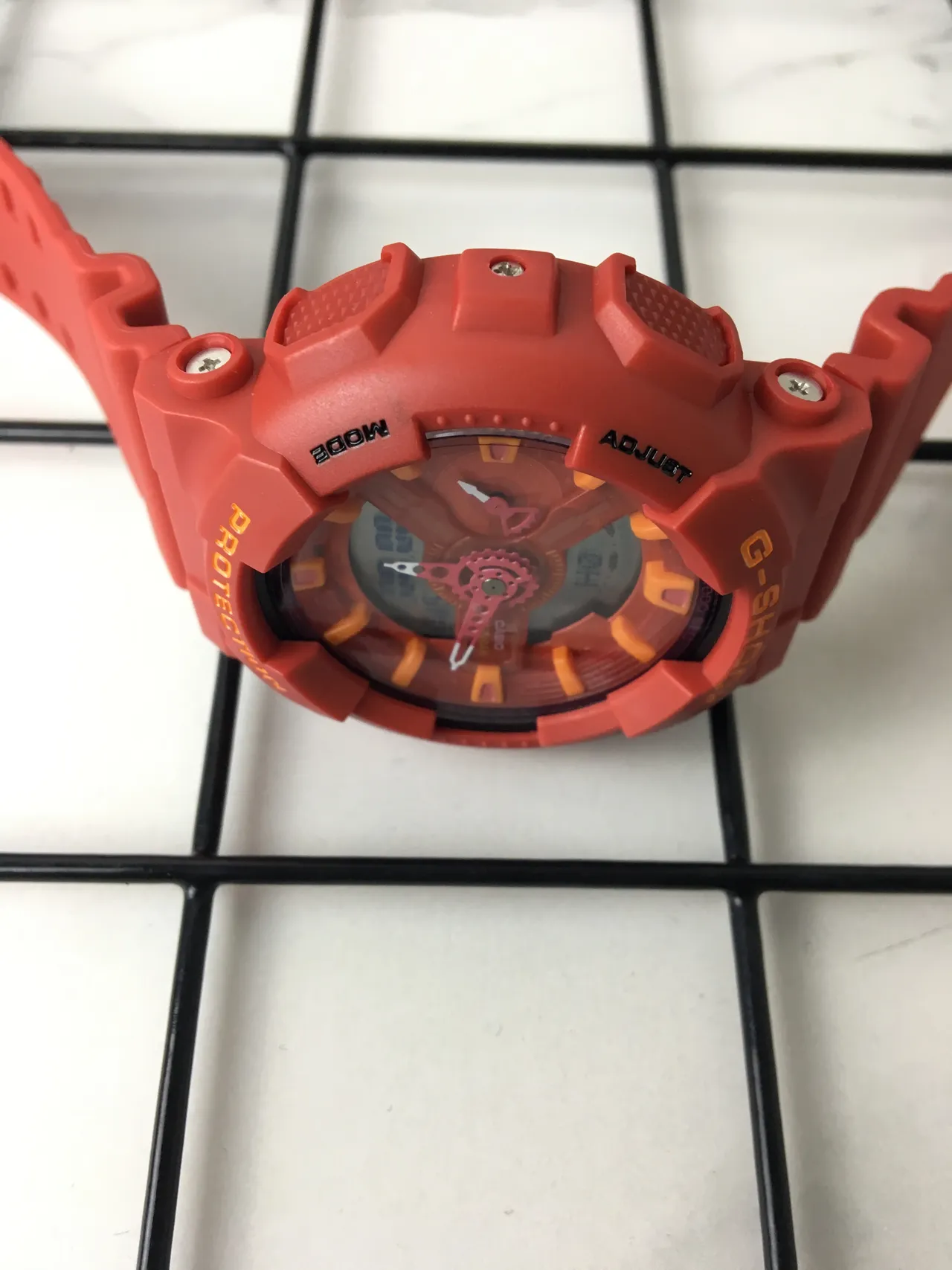 Casio G-Shock GA-100 Relógio Esportivo Laranja Coral Vermelho 4