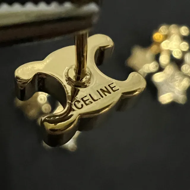 Celine Gold-Tone Pavé Crystal Star Drop Earrings 2