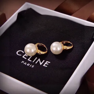 Celine Pearl and Gold-Tone Lever-Back Earrings