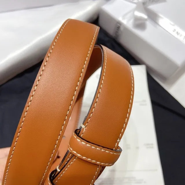 Celine Triomphe Belt ট্যান চামড়া গোল্ড-টোন বাকেল চামড়া বেল্ট 4