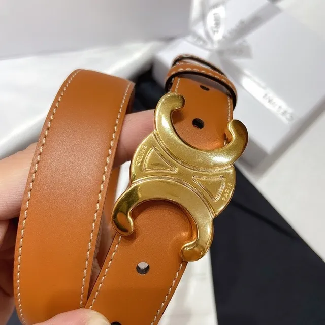 Celine Triomphe Belt ট্যান চামড়া গোল্ড-টোন বাকেল চামড়া বেল্ট 8