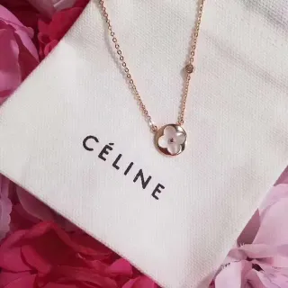 Céline Triomphe Floral Mother-of-Pearl Pendant Necklace