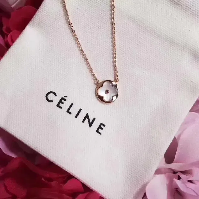 Céline Triomphe Floral Mother-of-Pearl Pendant Necklace 2