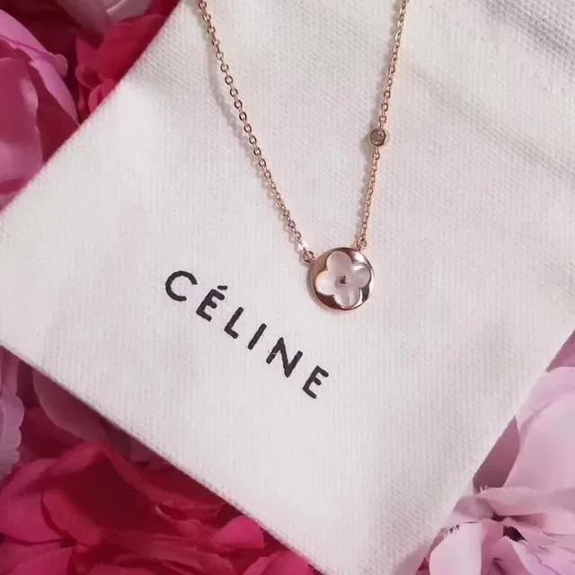 Céline Triomphe Floral Mother-of-Pearl Pendant Necklace 3