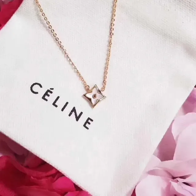 Céline Triomphe Floral Mother-of-Pearl Pendant Necklace 4