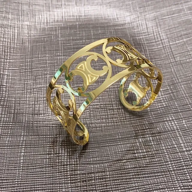 Celine Triomphe Gold-Tone Openwork Cuff Bracelet 3