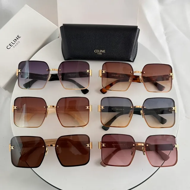 Celine Triomphe Rectangular Gold Frame Sunglasses 3