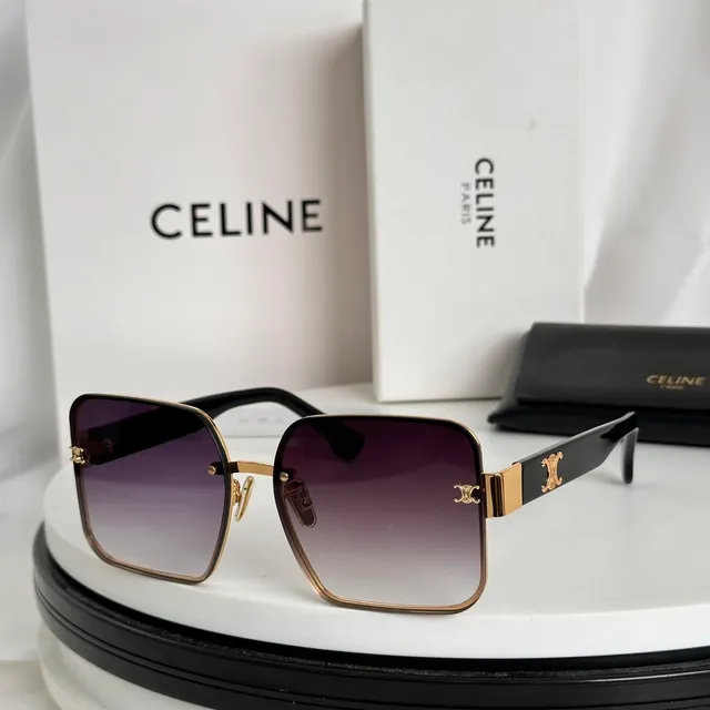 Celine Triomphe Rectangular Gold Frame Sunglasses 4